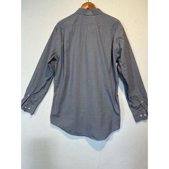 Neiman Marcus Mens Large Blue White Plaid Trim Fit Button Up Shirt 17 34/35 - Picture 11 of 11